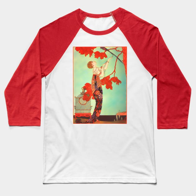 Art Deco 1920s Vintage Lady Baseball T-Shirt by AlondraHanley
